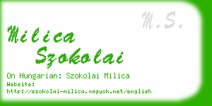 milica szokolai business card